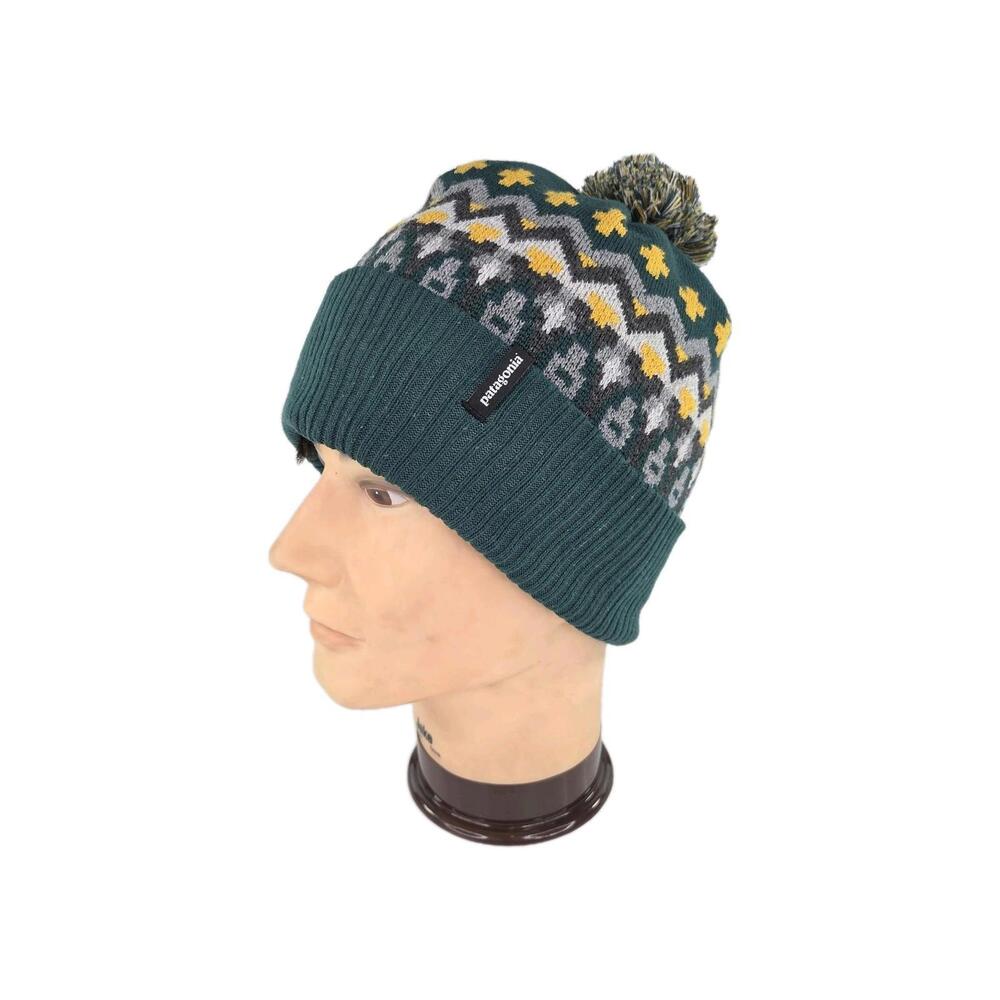 Patagonia Mens Powder Town Beanie Green Hat One Size Knit Pompom Hats